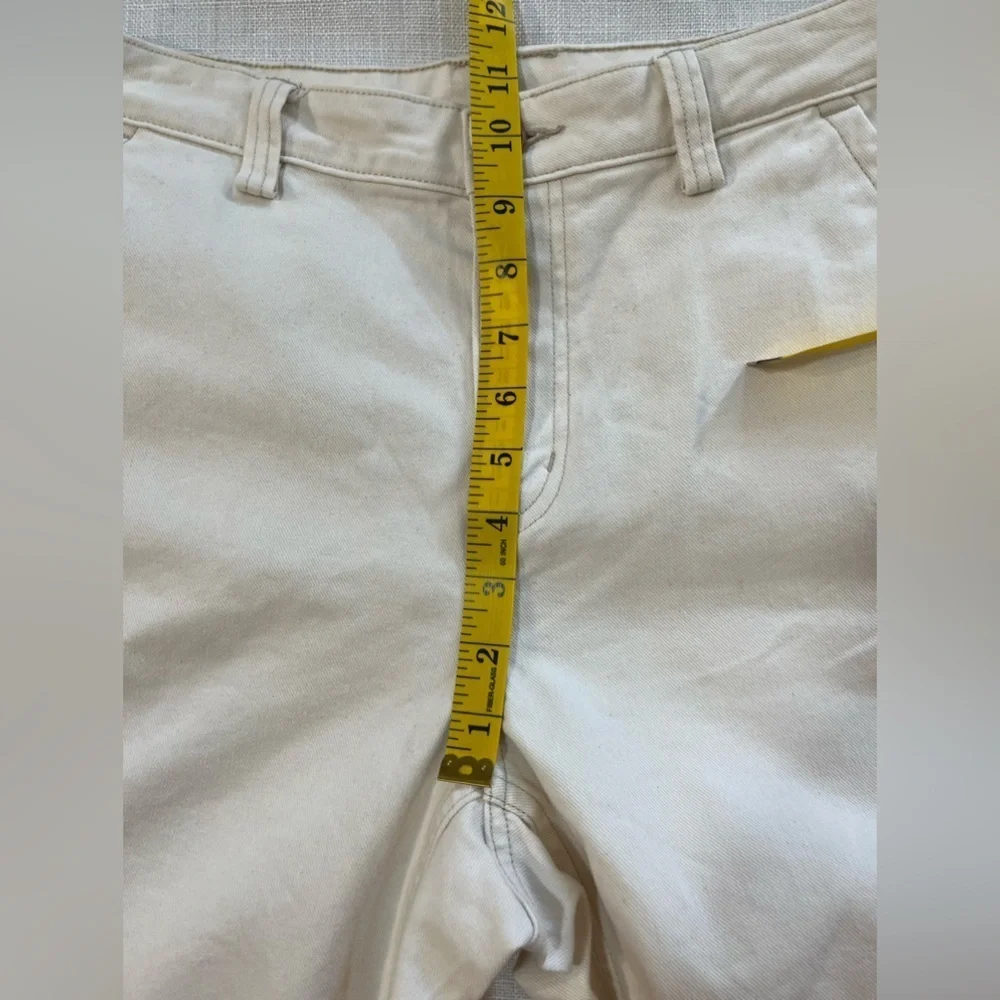 Duluth Trending Co Womens Ivory Wide Leg Baggy Cargo Pants Thick Cotton Sz 8